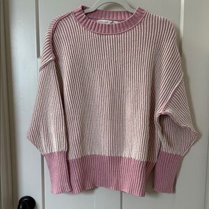 Altar'd State Pink and Cream Striped Sweater